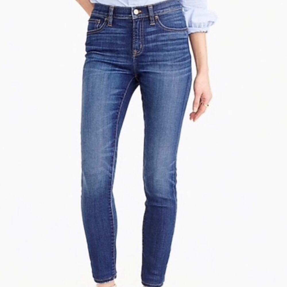 J.Crew Lookout High Rise Stretchy Skinny Jeans Dark Wash Size 27 - Picture 1 of 10